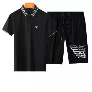 emporio armani manche courte survetement grandes marques  mens shirt and short sets eagle logo noir